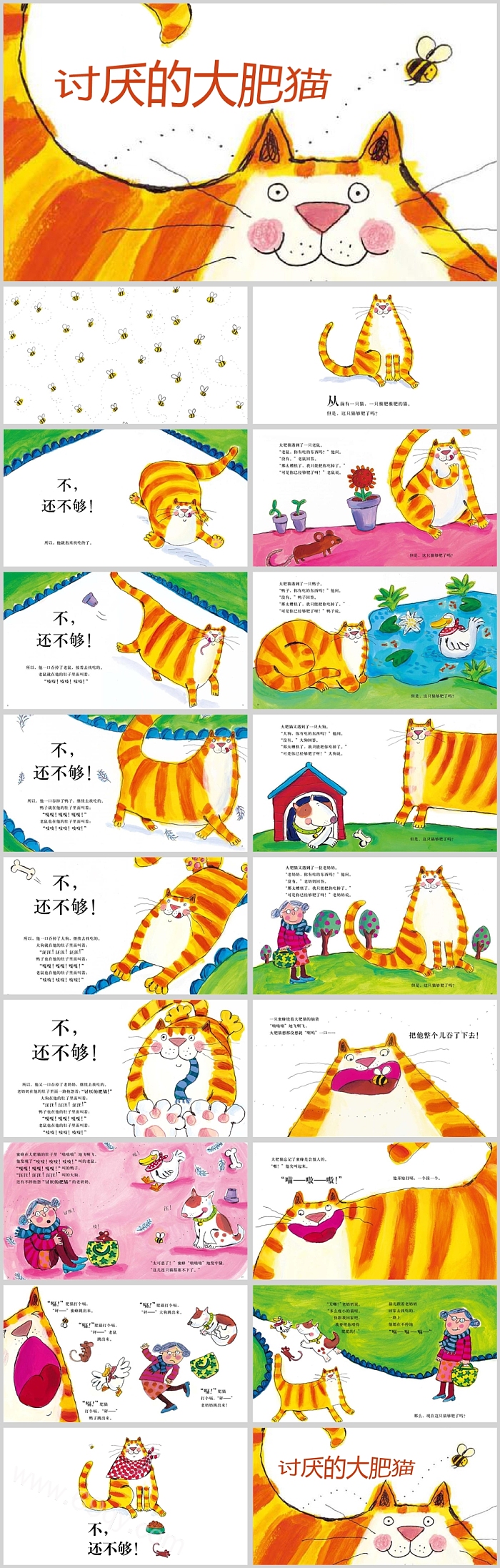 精美卡通讨厌的大肥猫数学绘本故事PPT课件