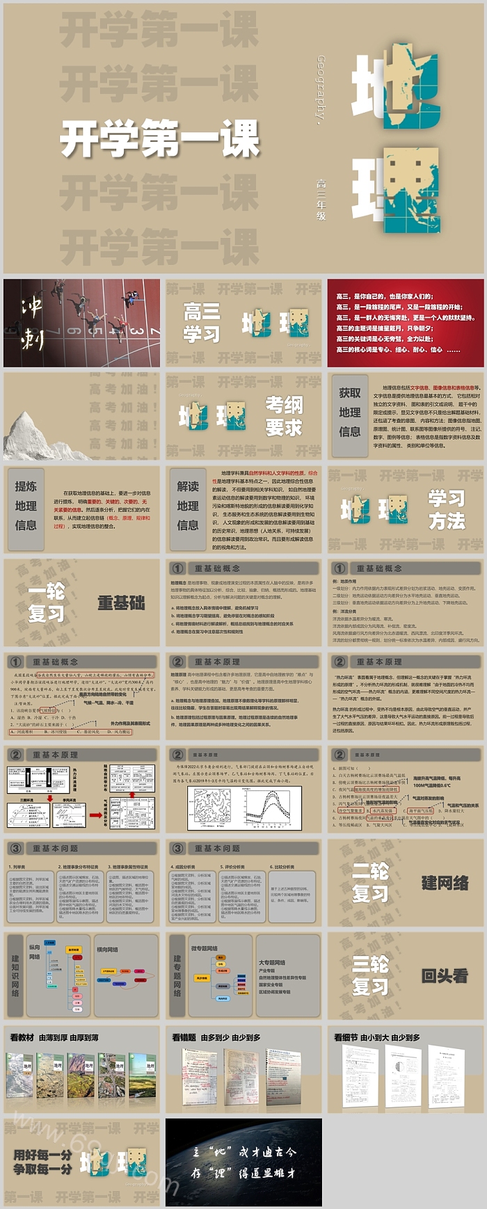 精美灰色大气高三地理开学第一课PPT课件
