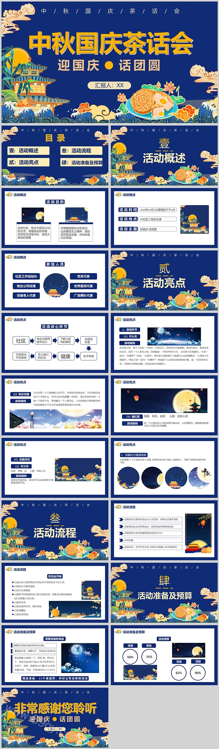 中秋国庆茶话会迎国庆话团圆PPT课件