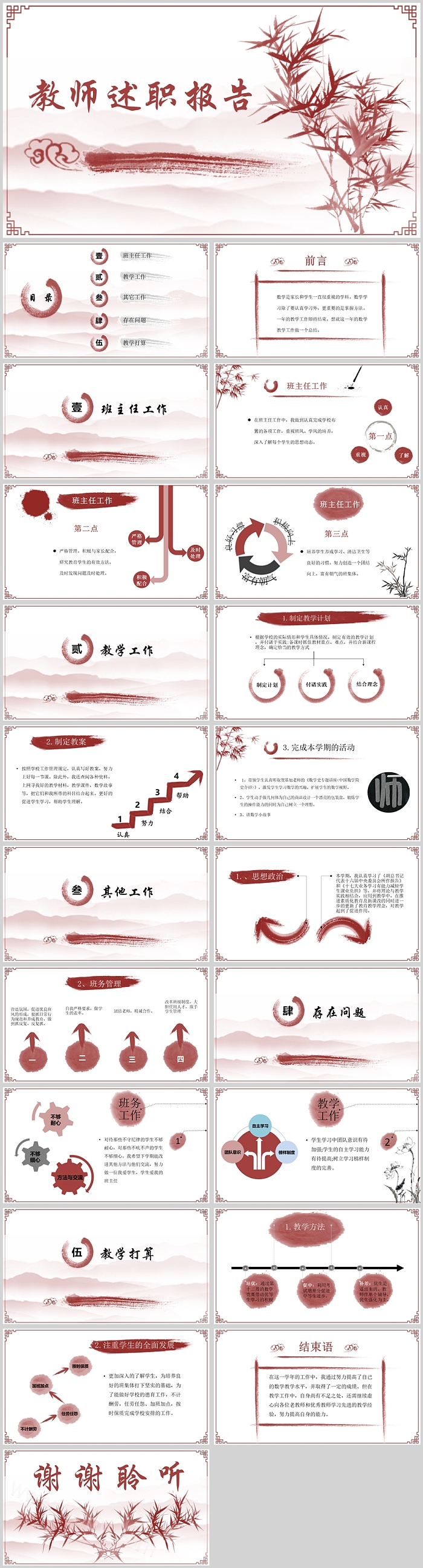 创意复古风教师述职报告PPT模板