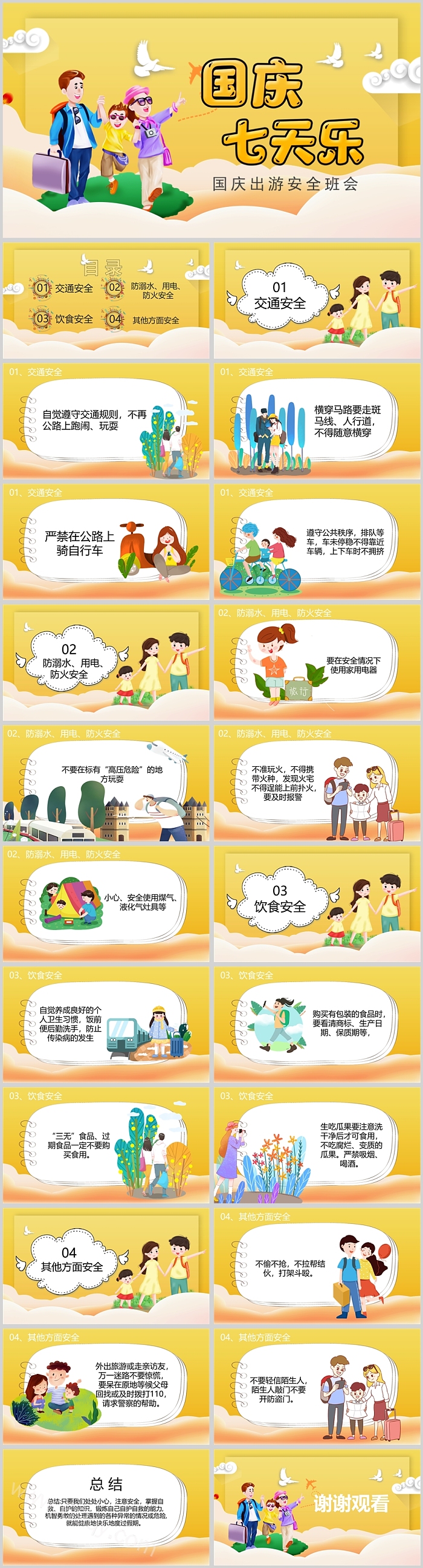 国庆七天乐国庆出游安全班会PPT课件