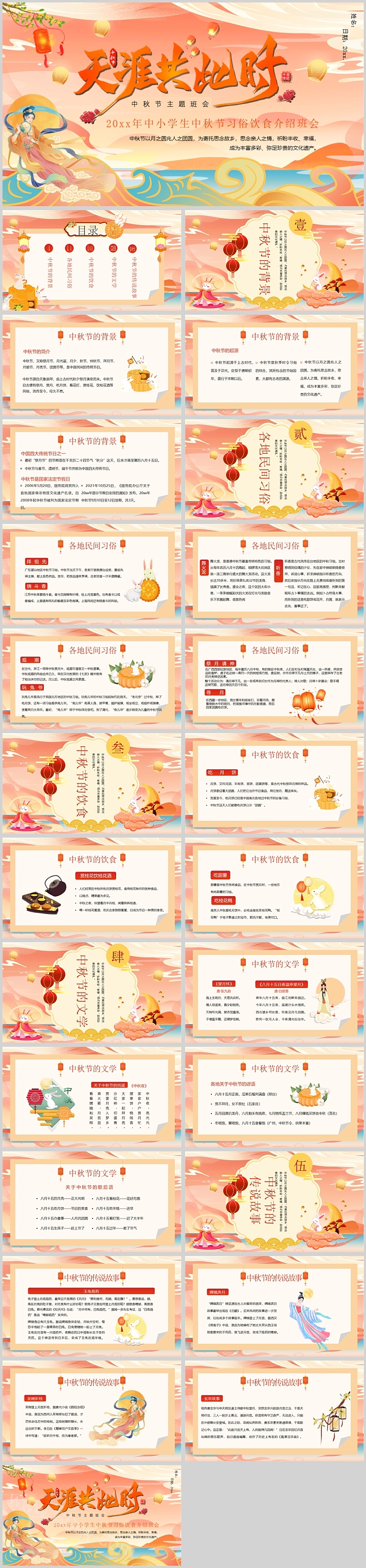中小学生中秋节习俗饮食介绍班会PPT课件