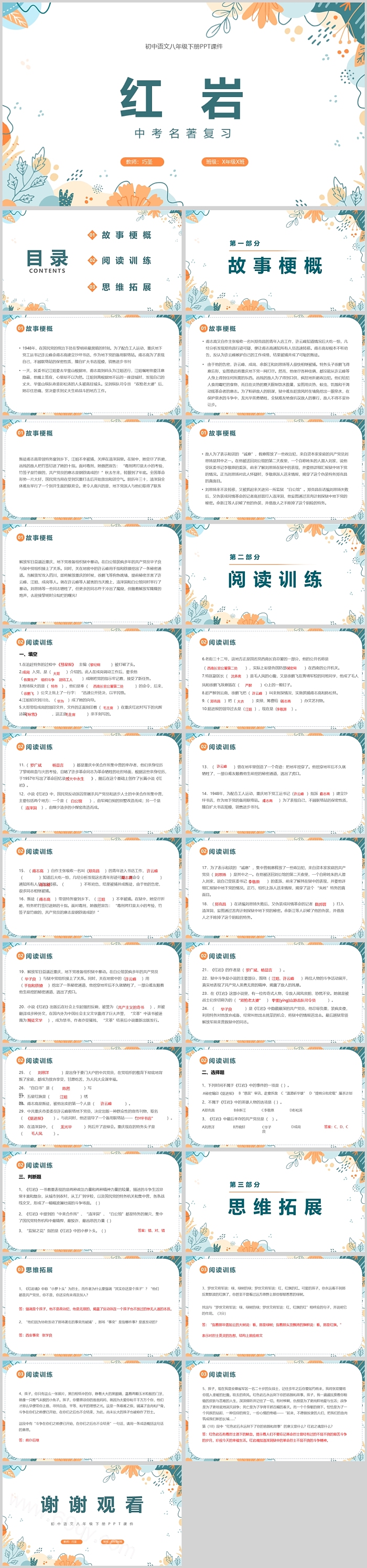初中语文八年级下册红岩中考名著复习PPT课件