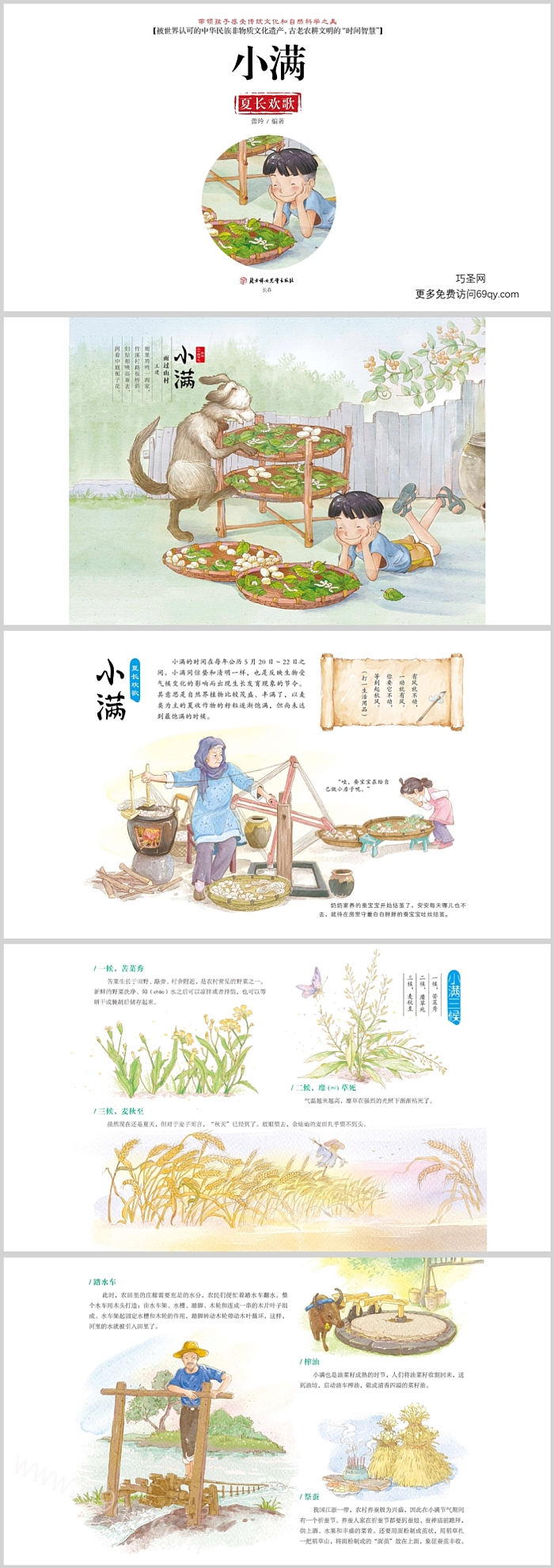 新版幼儿园卡通二十四节气之《小满》绘本故事ppt课件