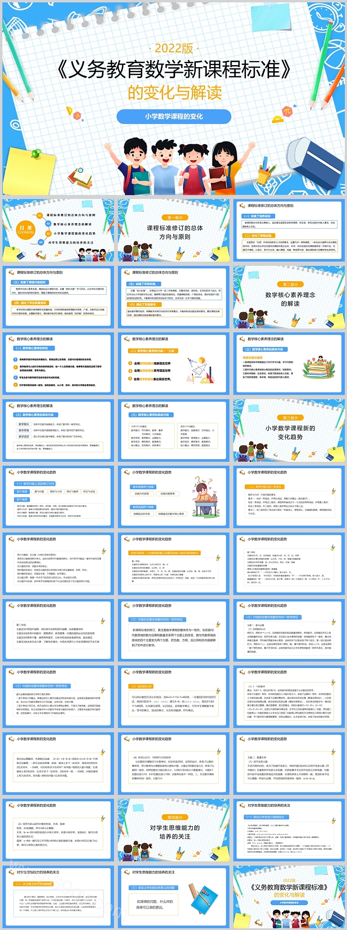 小学《义务教育数学课程标准（2022年版）》变化与解读PPT模板