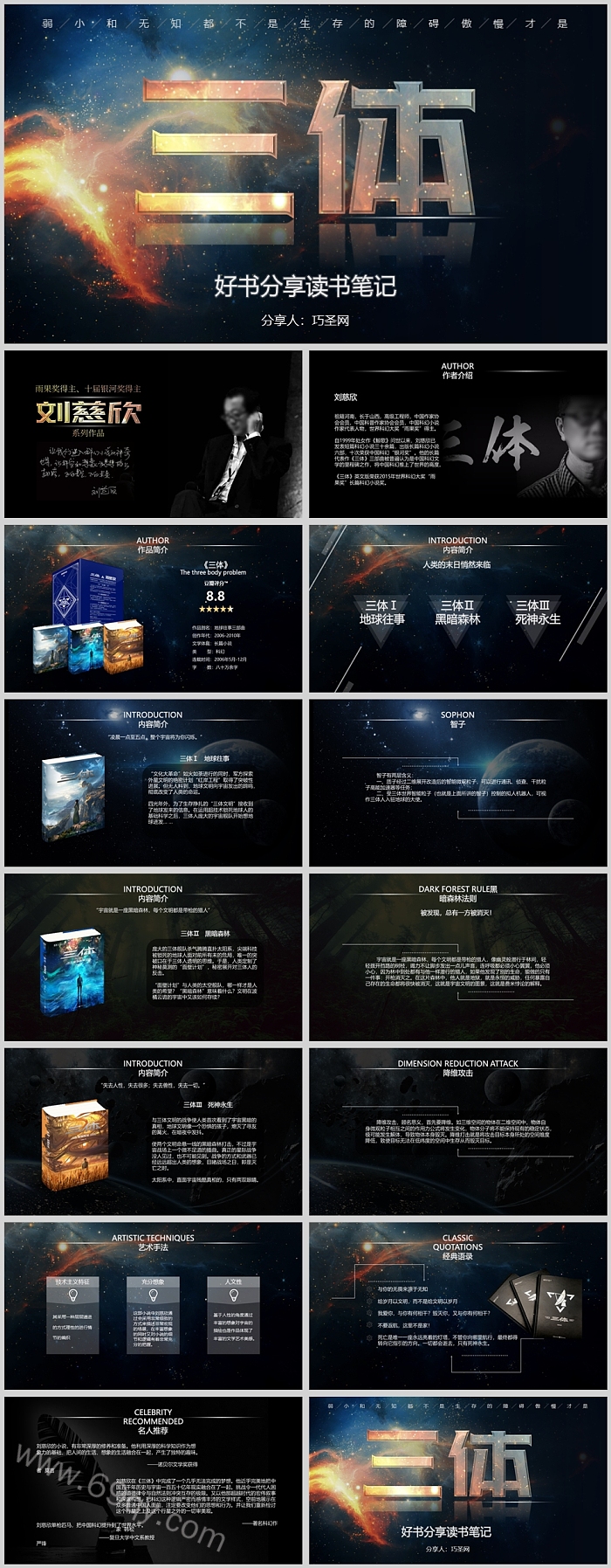 星空科幻小说刘慈欣《三体》好书分享读书笔记ppt课件（优质）