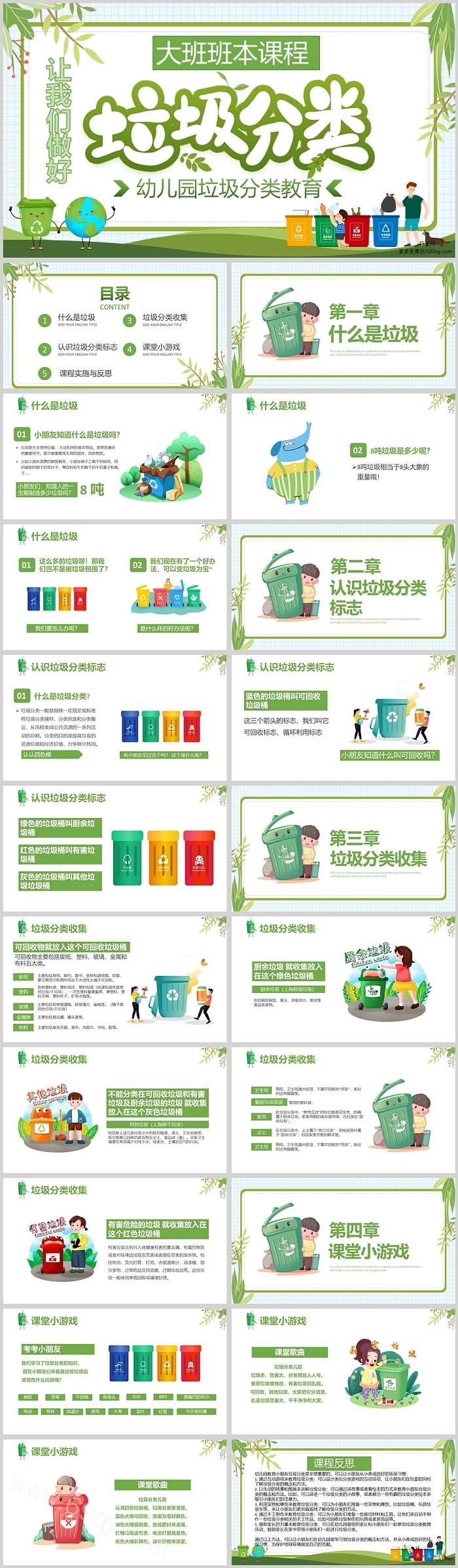 幼儿园大班科学教育班本课程《让我们做好垃圾分类》21页ppt课件