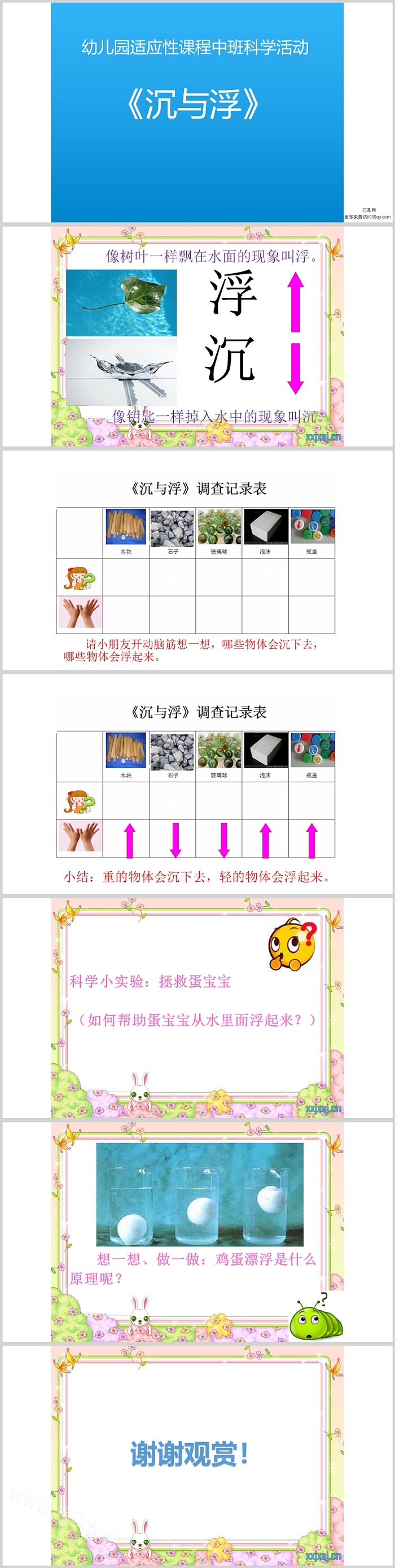 幼儿园适应性课程中班科学活动《沉与浮》ppt课件（获奖原创）