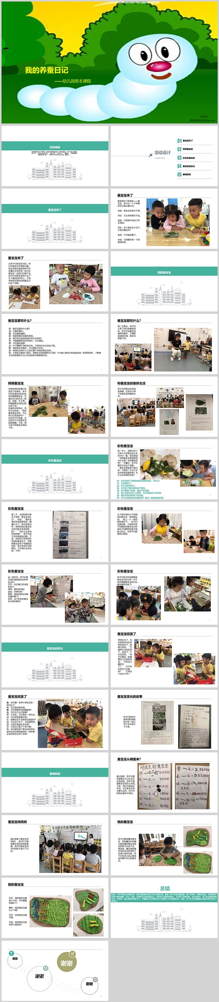 幼儿园班本课程《我的养蚕日记》ppt课件（科学观察）