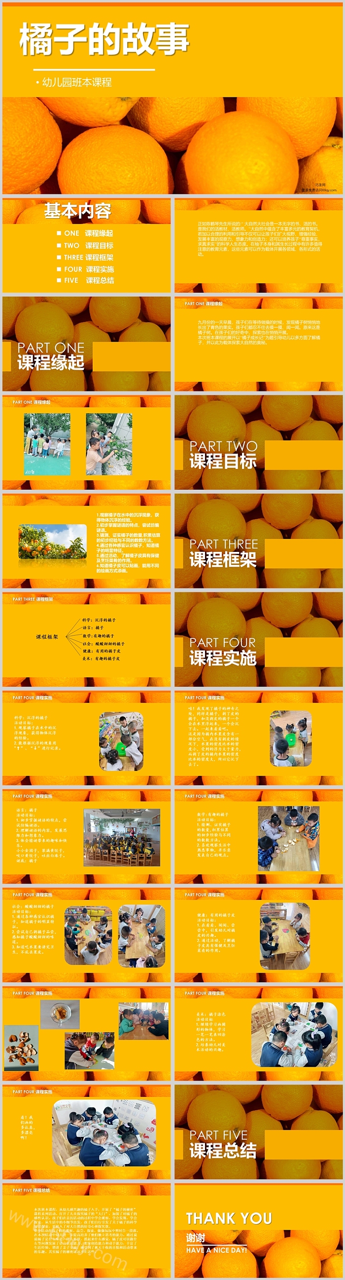 幼儿园中班班本课程《橘子的故事》23页ppt课件（橘子）