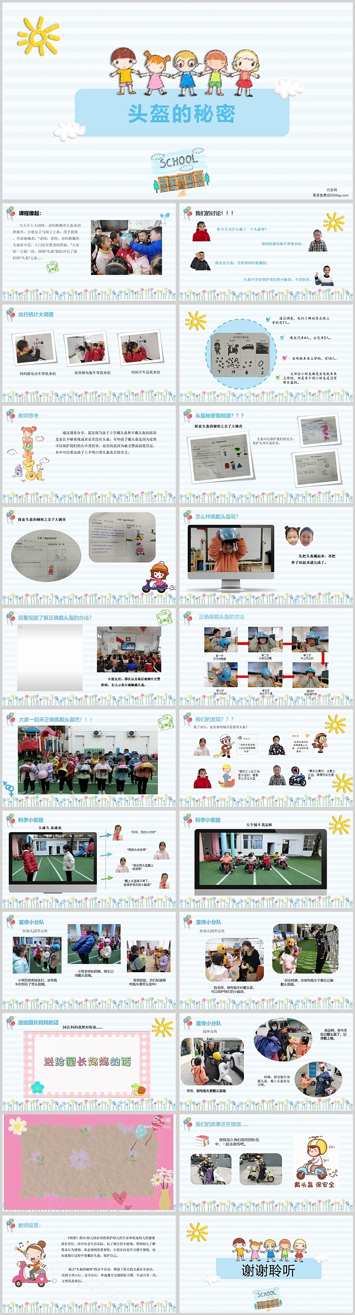 幼儿园中班班本课程《头盔的秘密》21页ppt课件（安全教育）