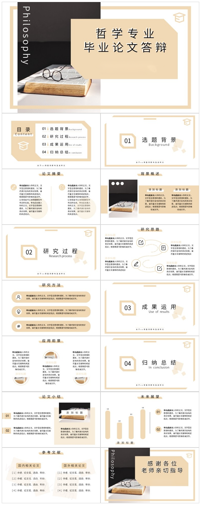 中国文科文学类哲学专业研究生本科毕业论文答辩PPT模板