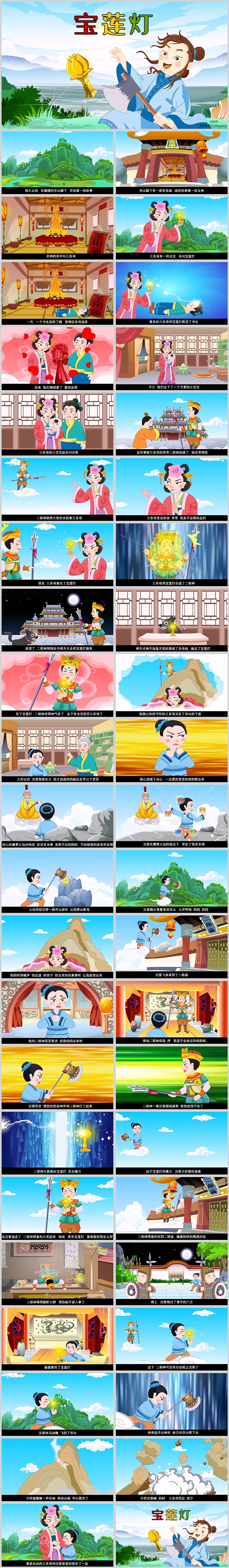 卡通版儿童中国经典神话故事《宝莲灯》绘本故事ppt课件