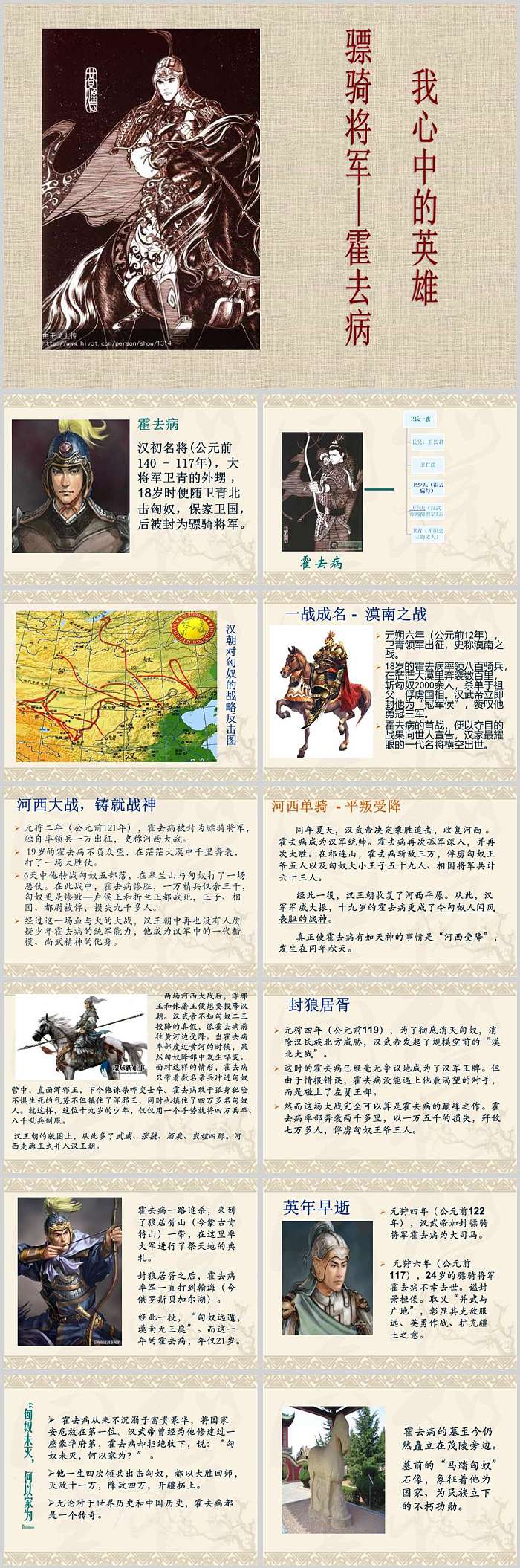 名人介绍大汉战神我心中的英雄骠骑将军霍去病介绍ppt课件