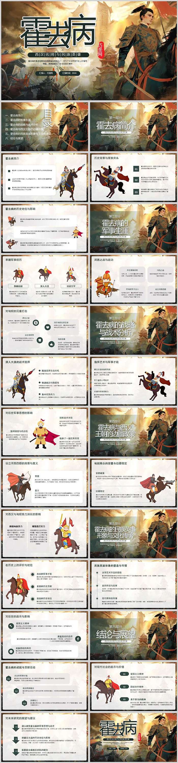 大汉战神爱国英雄人物霍去病介绍ppt课件（教学讲解）