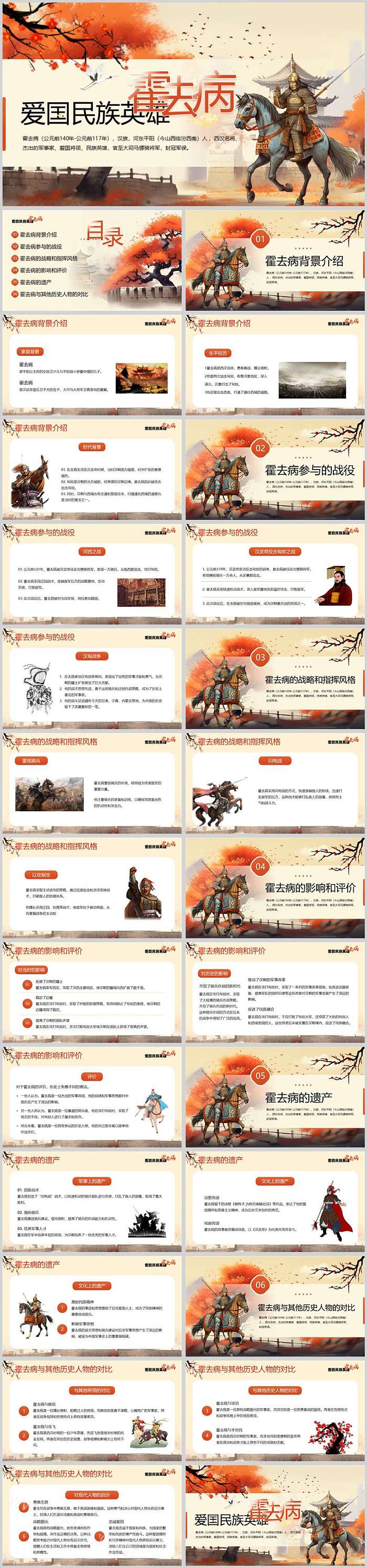 中小学生大汉战神爱国民族英雄霍去病名人介绍ppt课件（教学讲解）