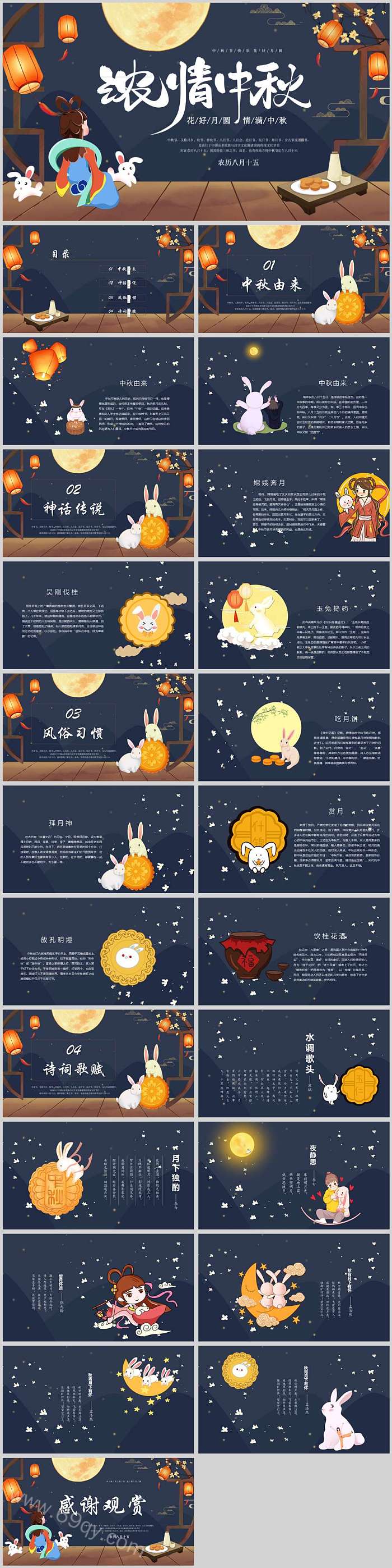 中小学生情浓中秋中秋节主题班会ppt课件（中国传统节日图文）