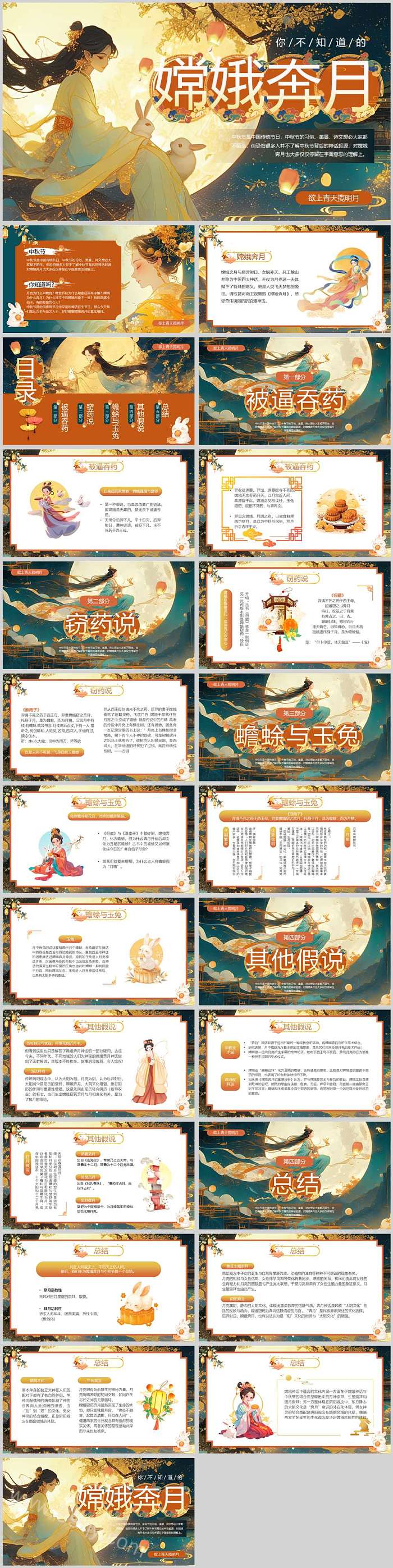 中国经典神话故事嫦娥奔月的故事绘本故事ppt课件