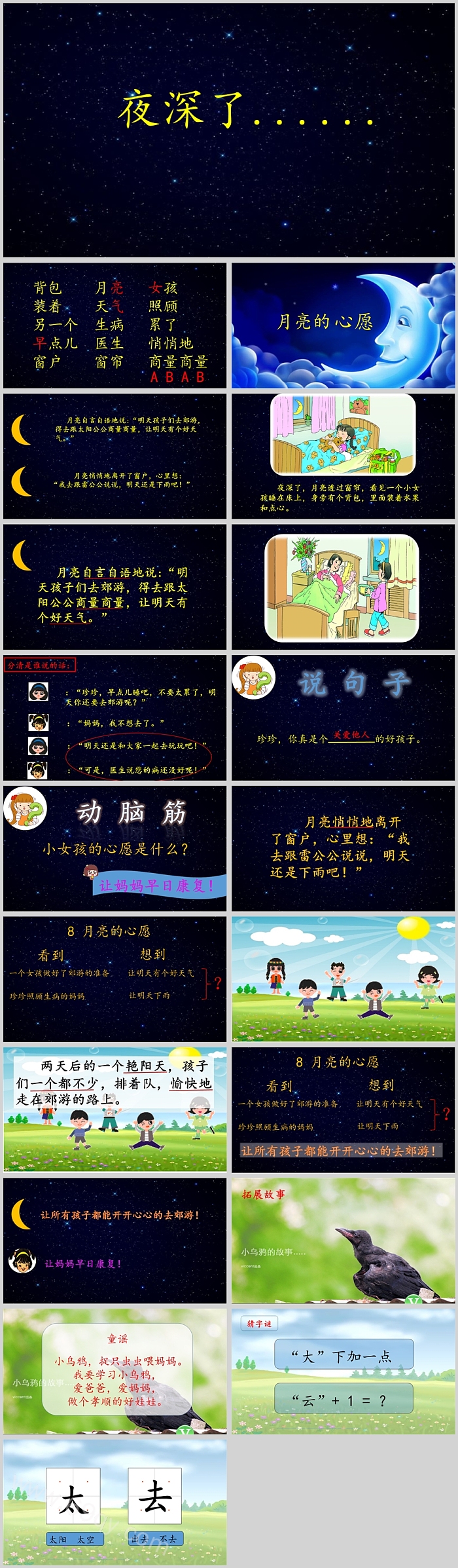 优秀完整版一年级下册语言《月亮的心愿》ppt课件