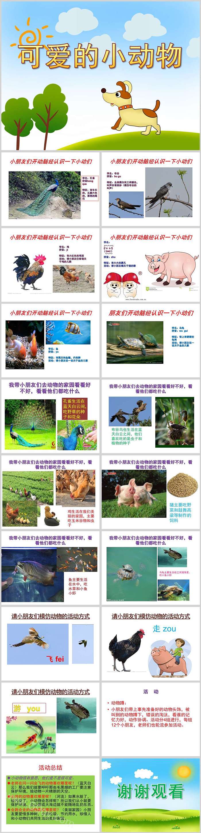 卡通优秀幼儿园《可爱的小动物》教学绘本故事ppt课件