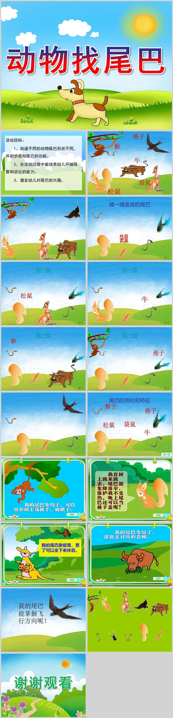 幼儿园小班中班科学领域《动物找尾巴》教学绘本故事ppt课件