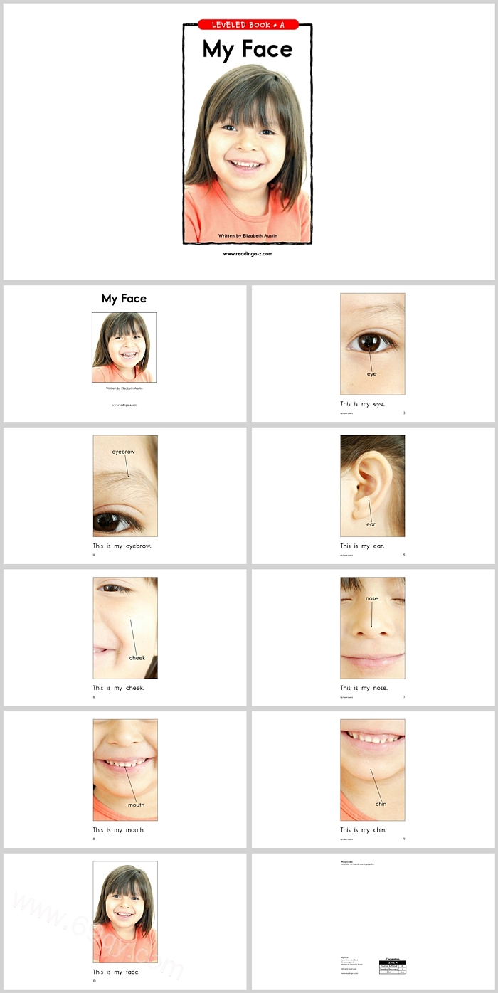 高清英文原版英语启蒙我的脸《My Face》英文绘本故事ppt课件