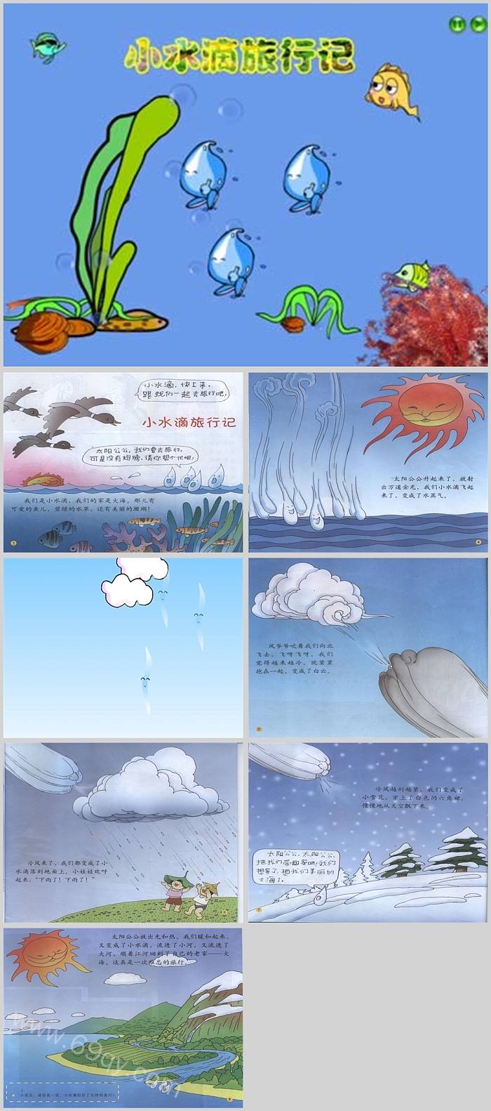 优秀幼儿园大班科学语言《小水滴旅行记 》绘本故事ppt课件