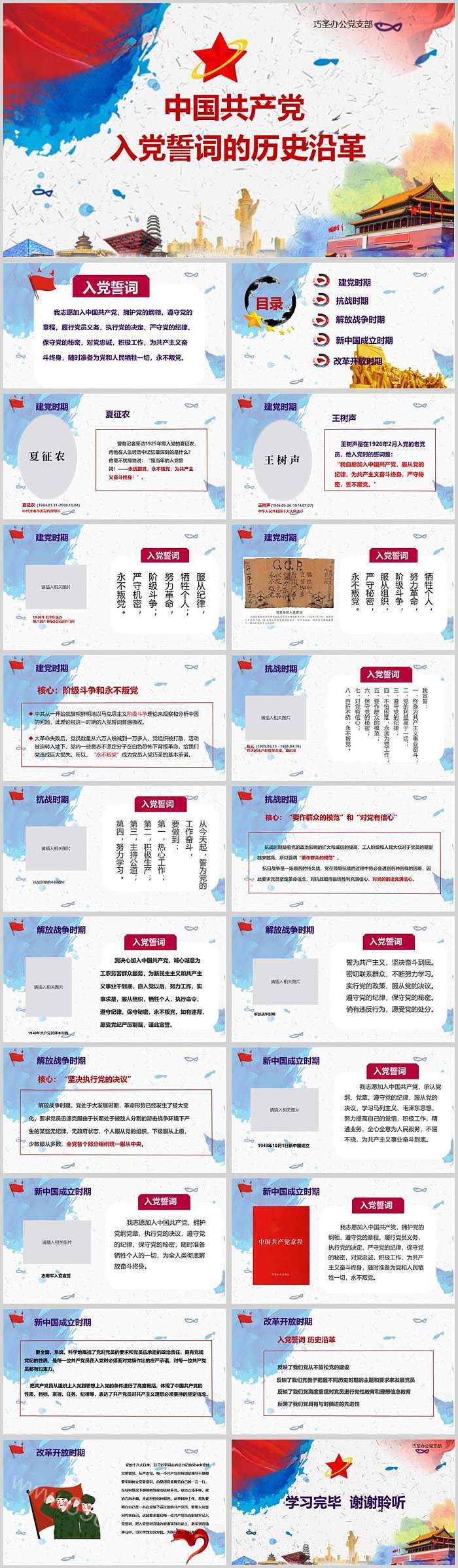 红色精美图解中国共产党入党誓词的历史沿革演变ppt课件