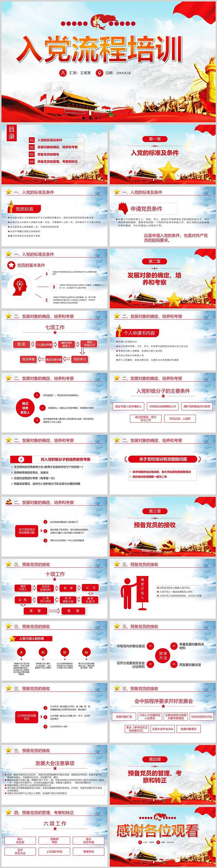 完整版红色精美大气新党员入党流程培训ppt课件