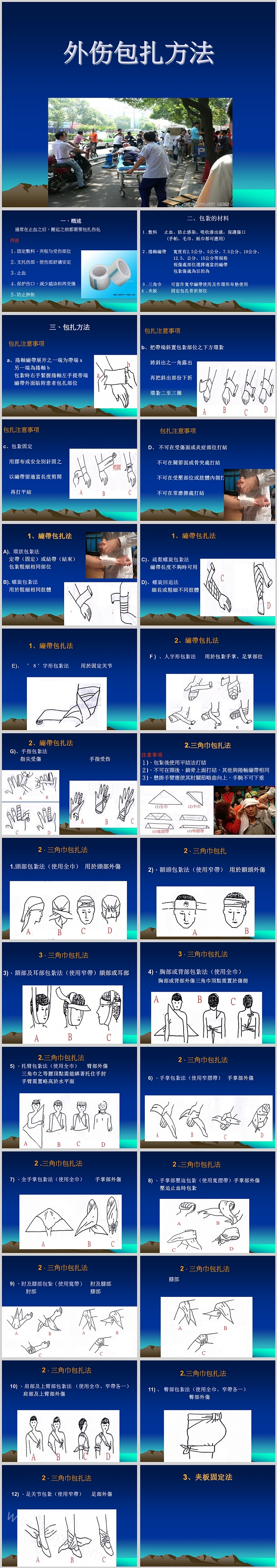 创伤四大基本急救技术之现场各种外伤包扎方法知识培训ppt课件