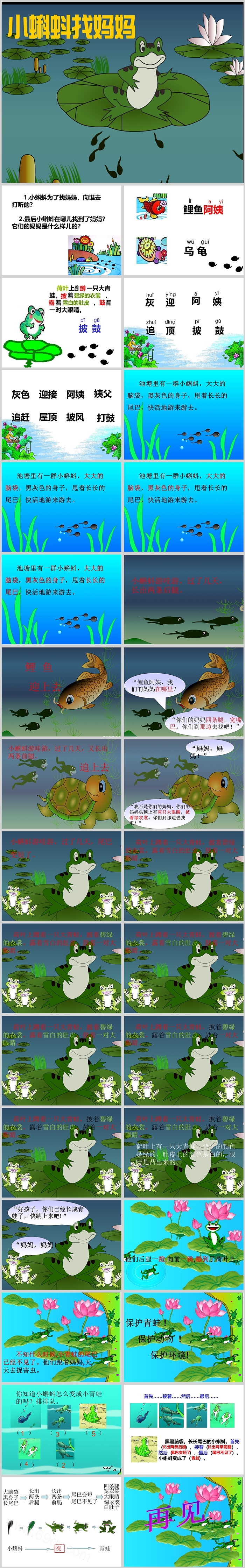 卡通小学一年级语文《小蝌蚪找妈妈 》绘本故事ppt课件