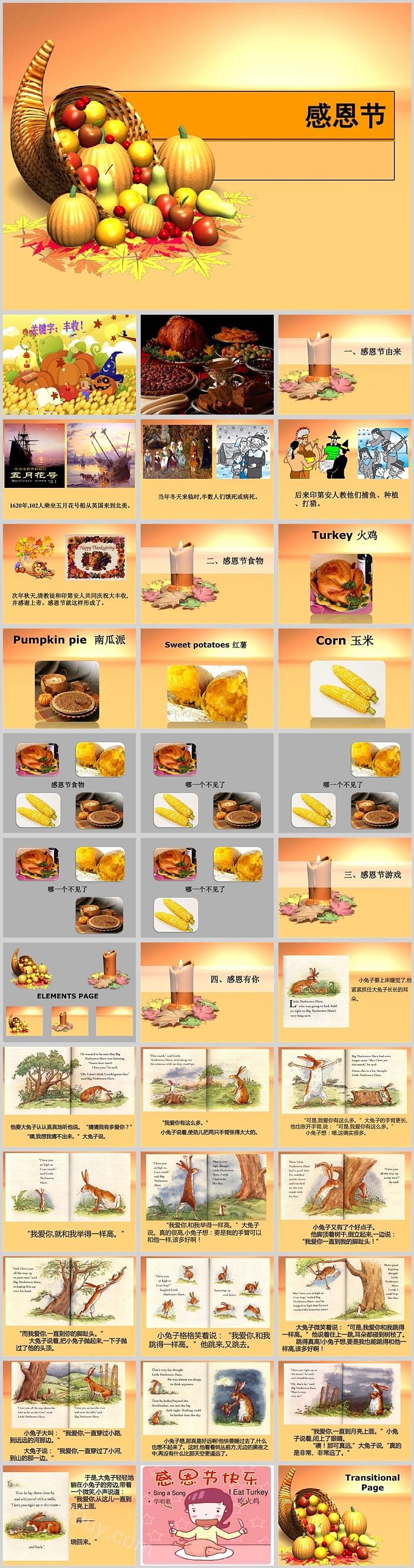 幼儿园儿童经典《感恩节》绘本故事ppt课件