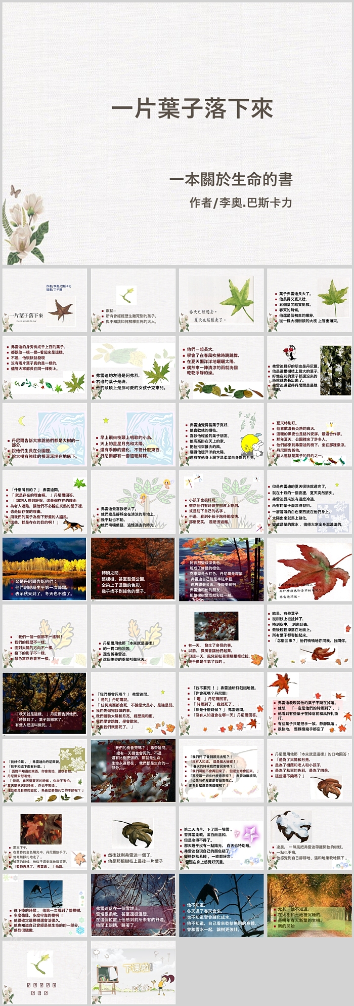 幼儿园儿童生命教育《一片叶子落下来》绘本故事ppt课件