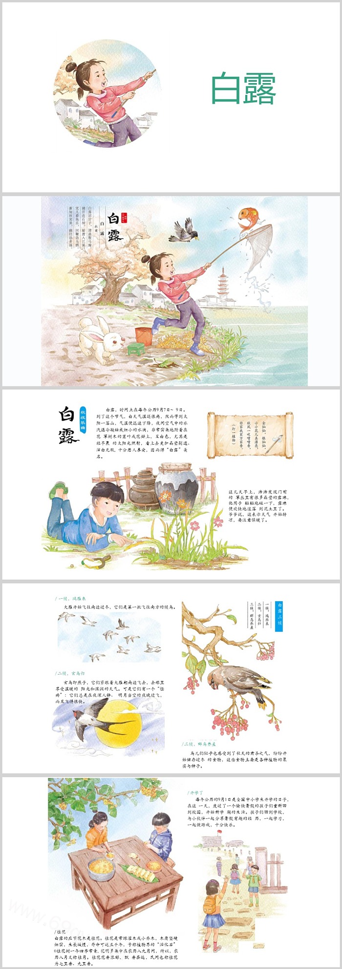 经典卡通中国传统二十四节日之《白露》绘本故事ppt课件