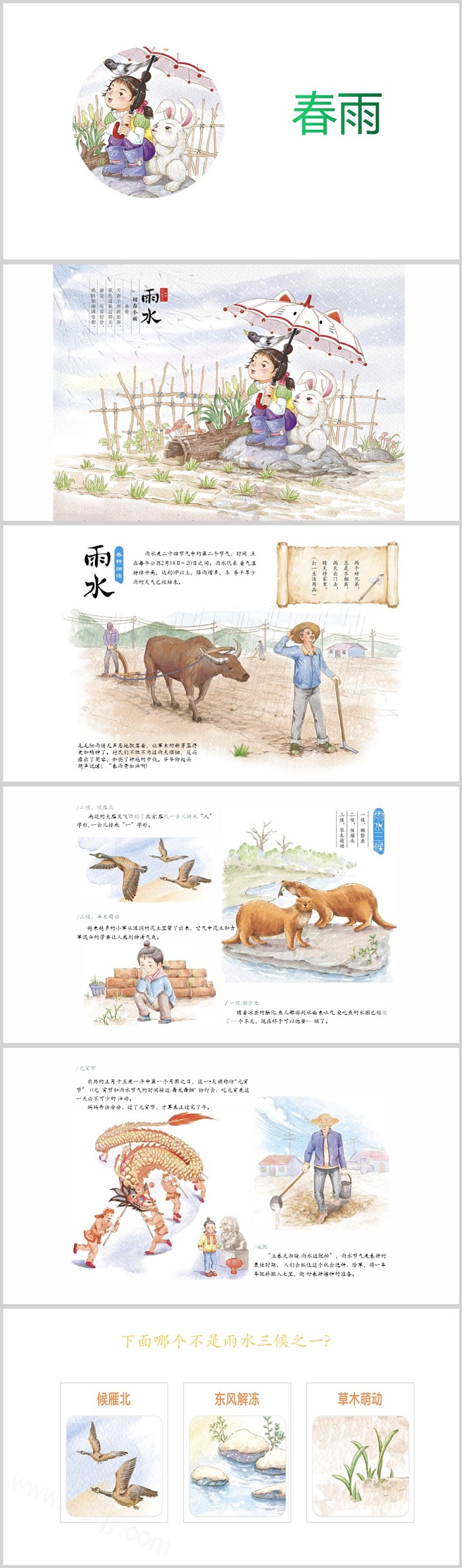 幼儿园中国传统二十四节气之《雨水》绘本故事ppt课件