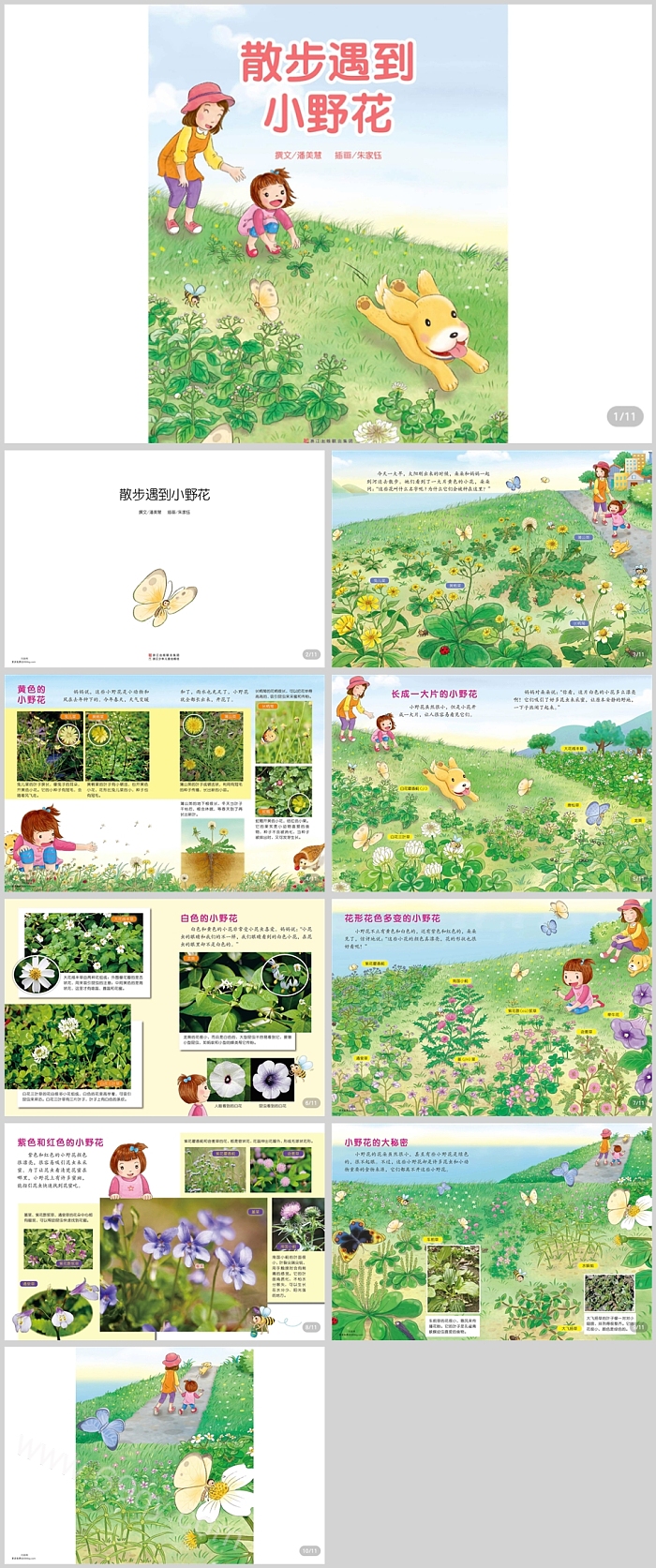 幼儿园儿童《散步遇到小野花》科普绘本故事ppt课件