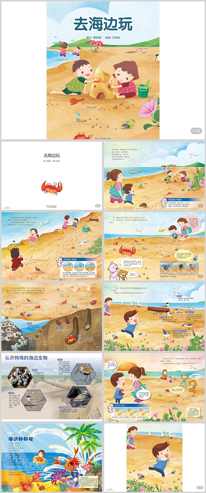 幼儿园小小牛顿启蒙系列《去海边玩》科普教育绘本故事ppt课件