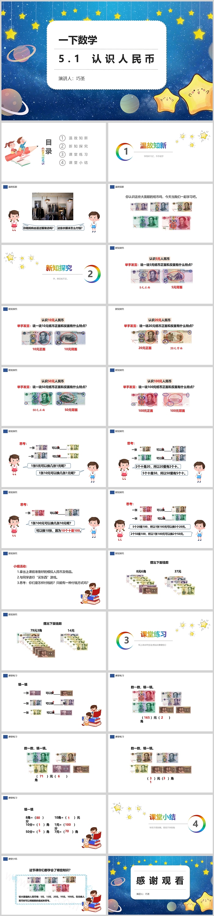 完整版优质幼儿园小学数学认识人民币说课ppt课件