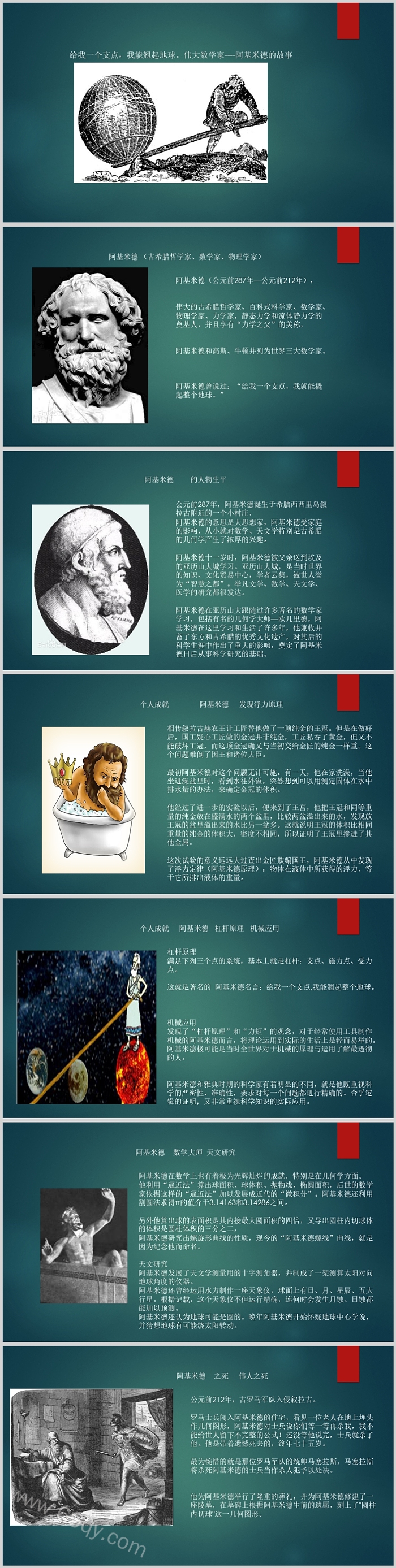 经典优秀数学家科学家阿基米德的故事详细ppt课件