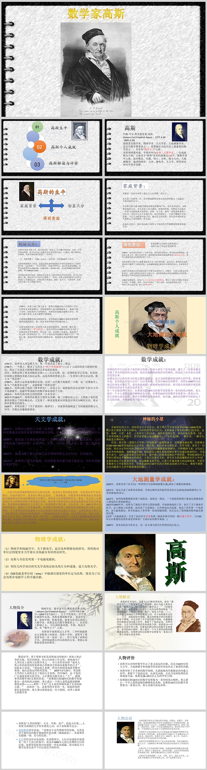 趣味数学故事之数学家数学王子高斯的故事ppt课件