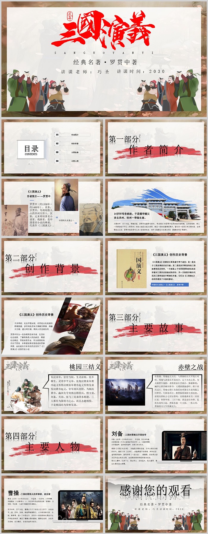 完整版中国古典经典名著《三国演义》导读PPT课件