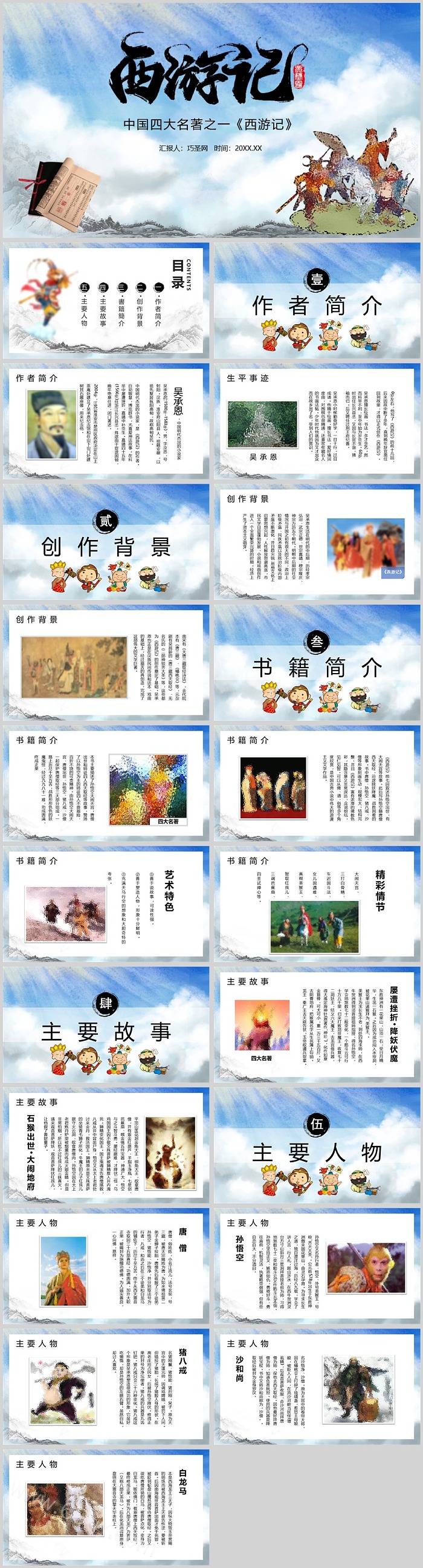 完整版中国四大名著之一《西游记》读书分享PPT课件