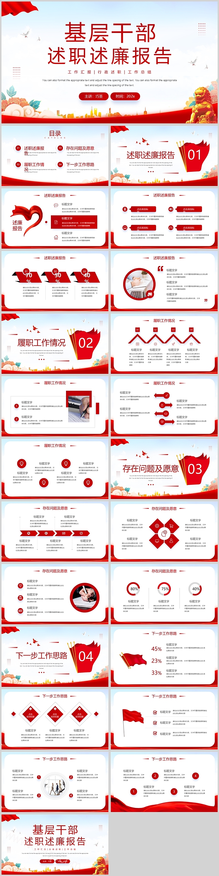2024领导基层党员干部述职述廉报告年终工作汇报PPT课件