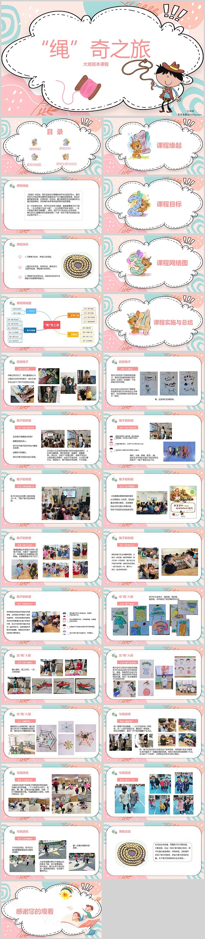 幼儿园大班班本课程《“绳”奇之旅》28页主题介绍PPT课件