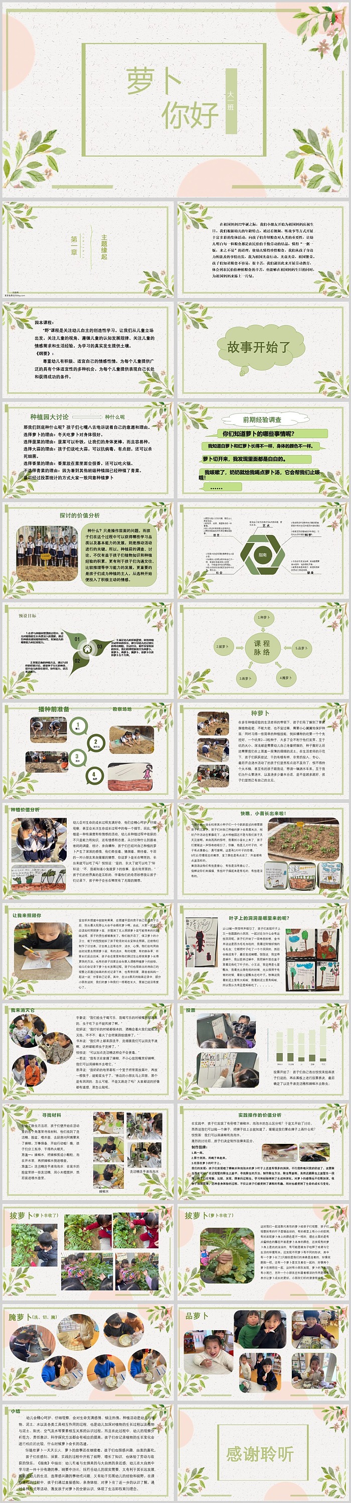 幼儿园大班班本课程《萝卜,你好》27页语言活动PPT课件
