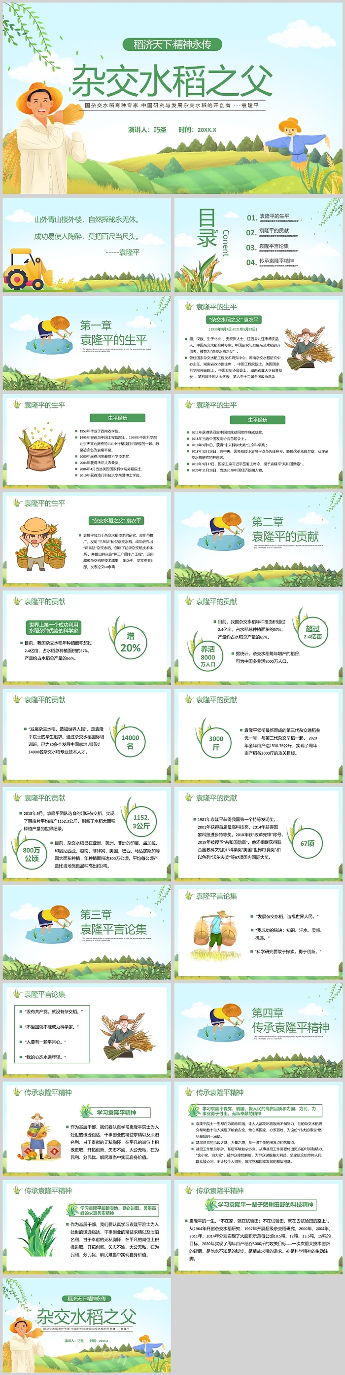 2024关于纪念稻济天下精神永传杂交水稻之父袁隆平介绍PPT课件