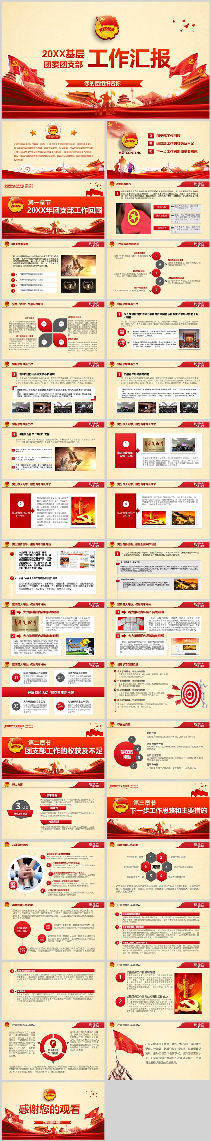 2024中国共产主义青年团基层 团委团支部 工作汇报红色团支书PPT课件
