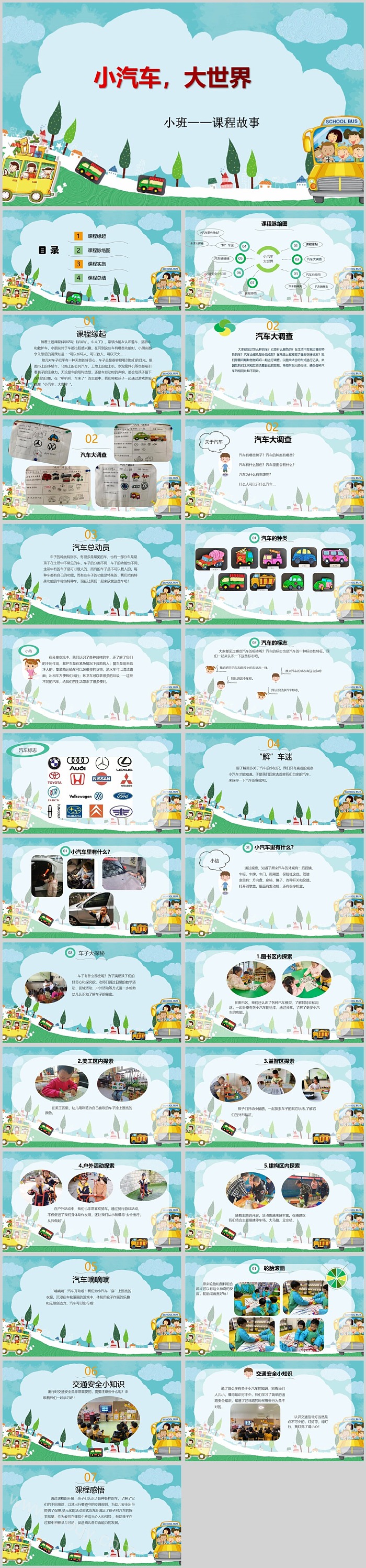 幼儿园小班课程故事《小汽车,大世界》26页课程活动PPT课件