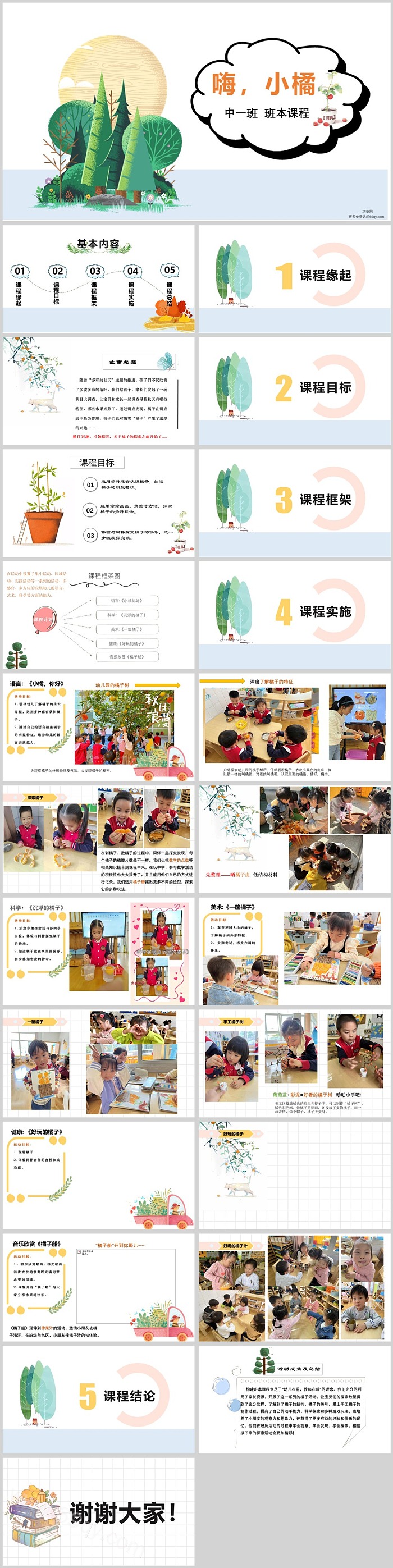 幼儿园中班班本课程《嗨-小橘》25页故事分享PPT课件