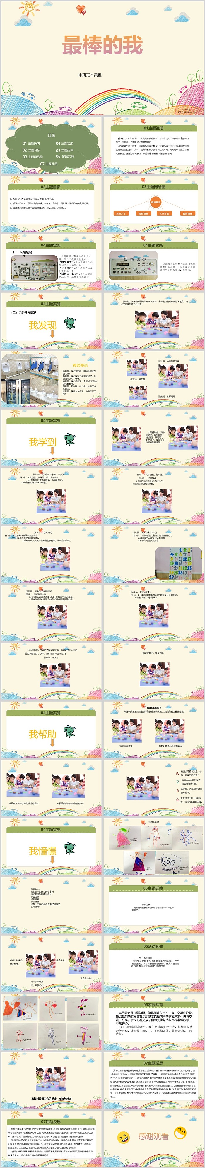 幼儿园中班班本课程《最棒的我》37页主题汇报PPT课件
